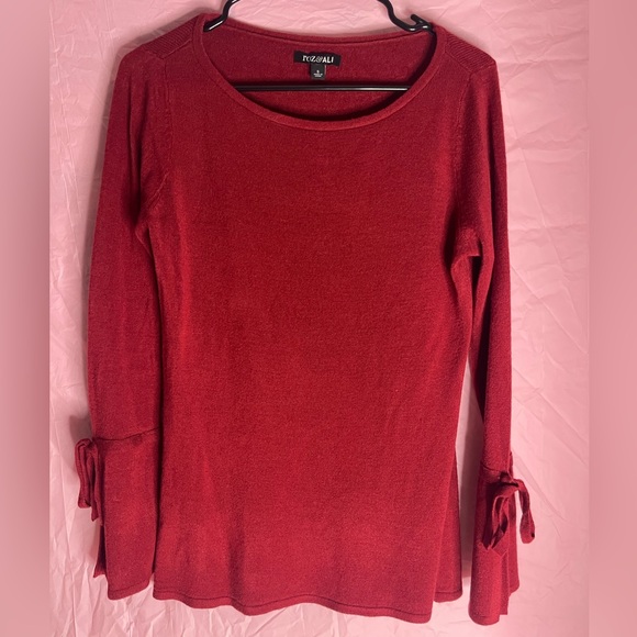 Roz & Ali women’s small red sweater with flowey arms with bows - Picture 1 of 6